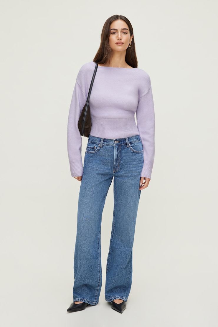 Juliet Cinched Boat Neck Sweater Orchid Petal Purple large