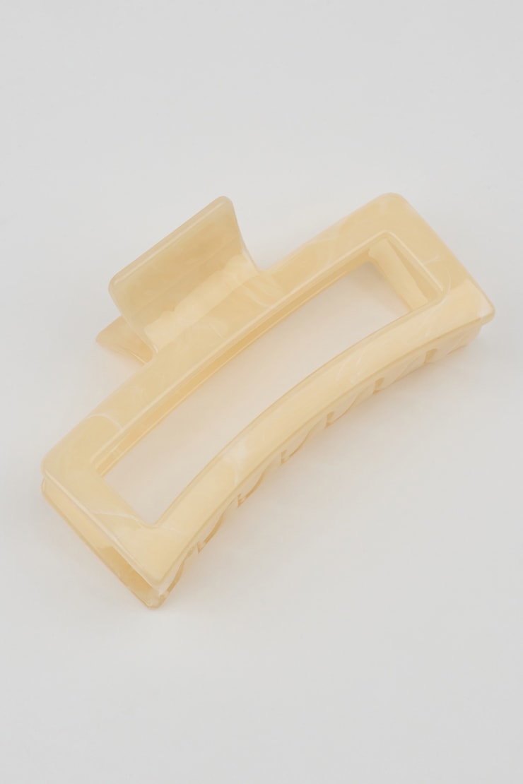 Oversized Rectangle Claw Clip, Marled Cream, large