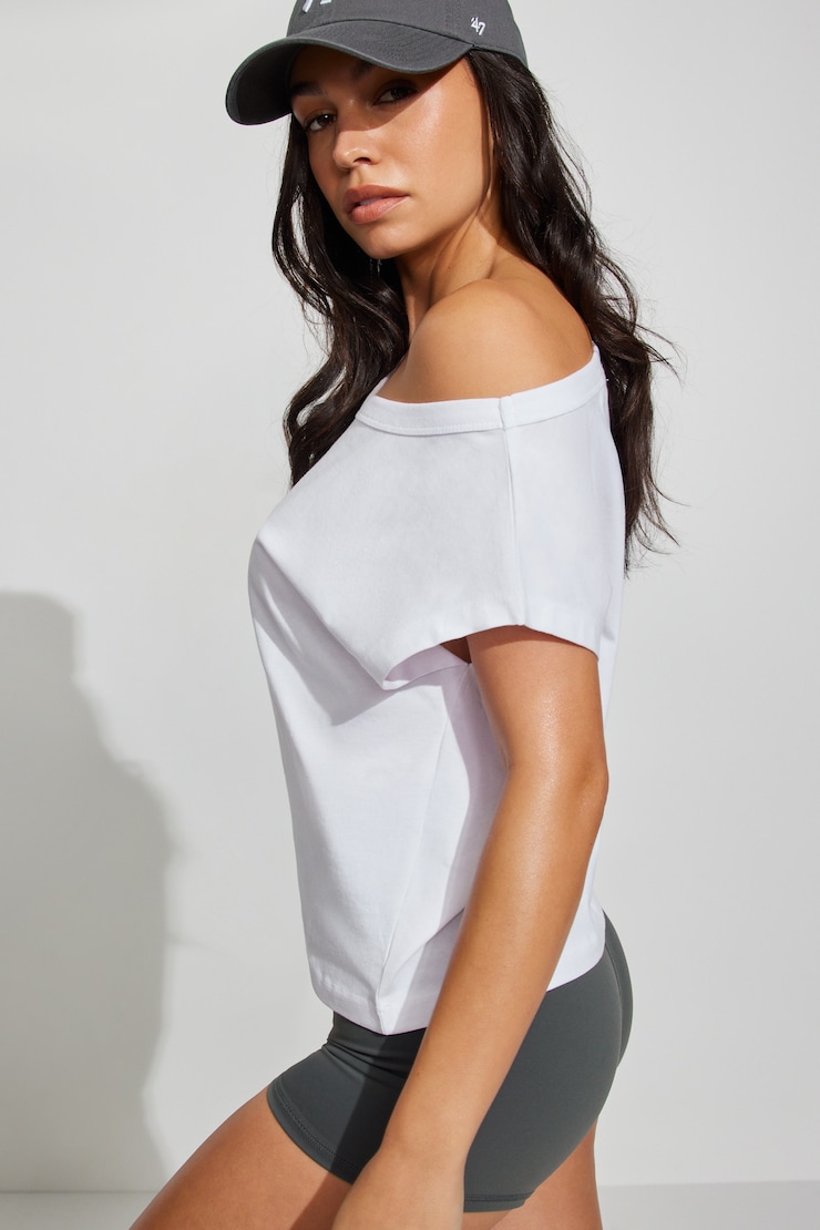 Wide Asymmetric T-Shirt, Bright White, large