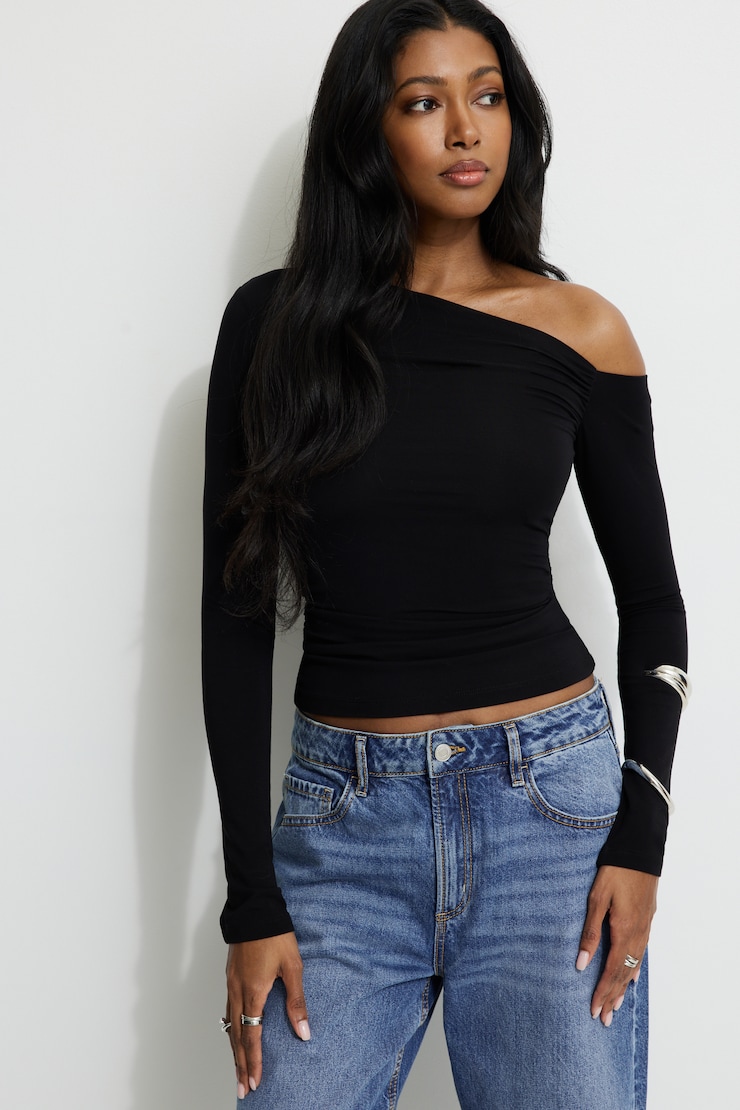Kat Single Shoulder Jersey Top