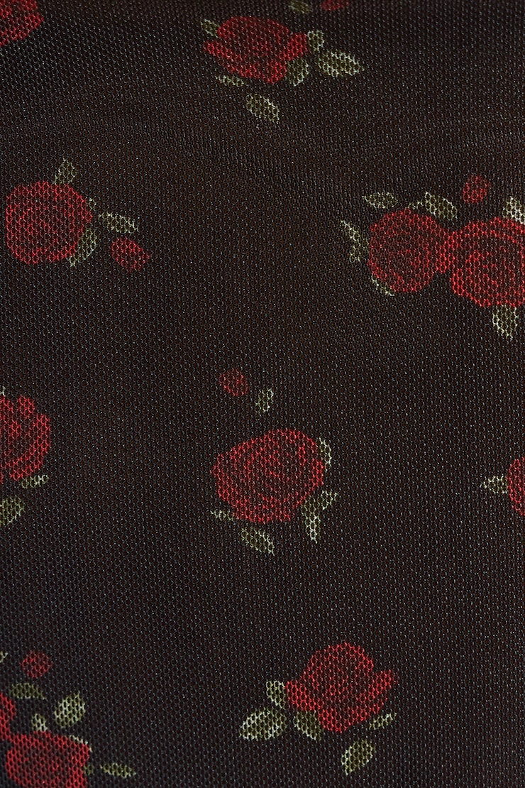 Rosette Mesh Cami Top Black/Roses | Garage