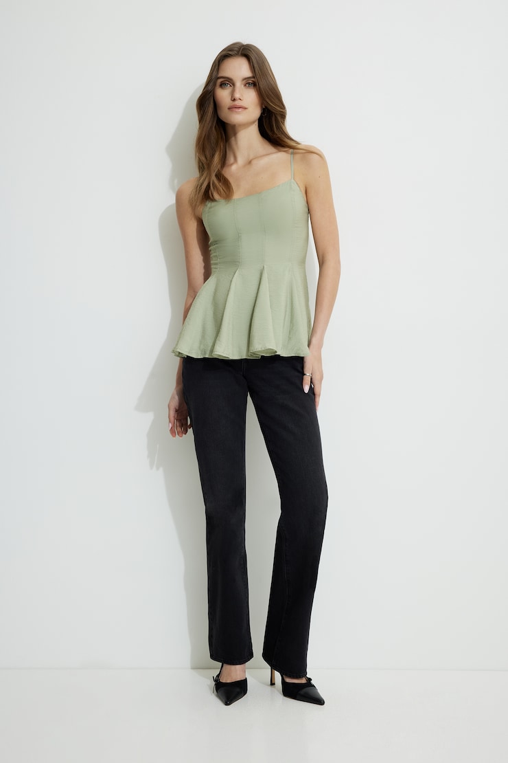 トップス SATIN COMBINATION PEPLUM TANK TOP V Neck Halter Peplum Tank – Ardene