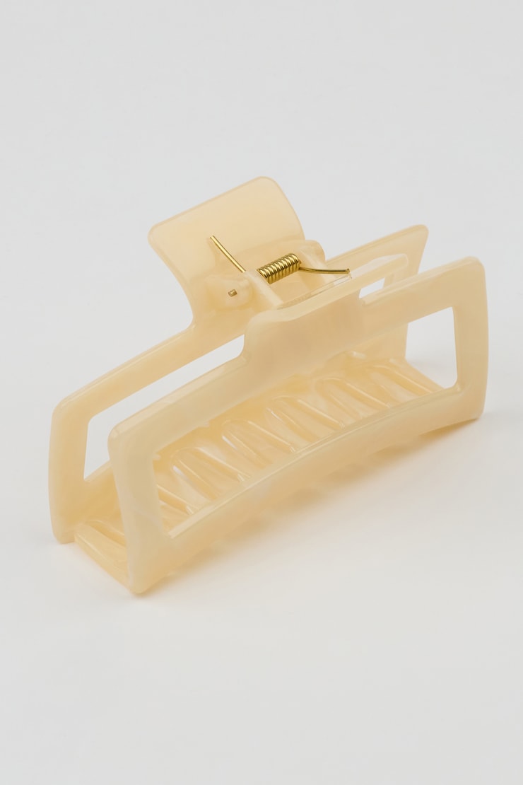 Oversized Rectangle Claw Clip, Marled Cream, large