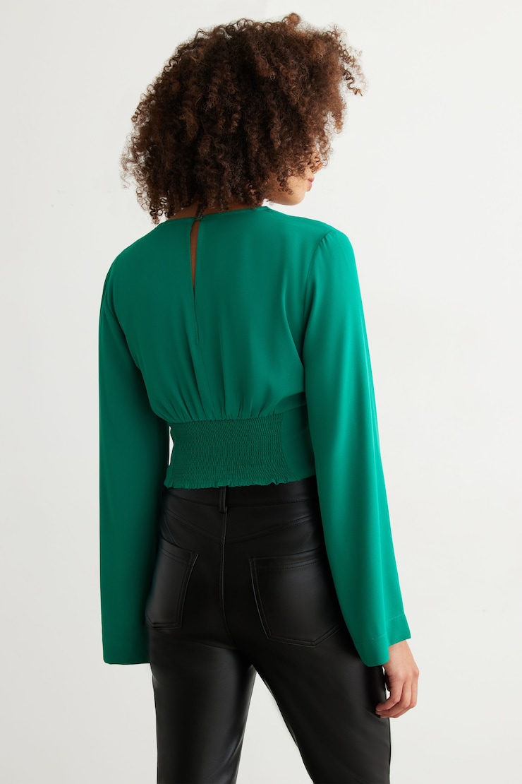 V-Neck Long Sleeve With Corset Waist Ultramarine Green large