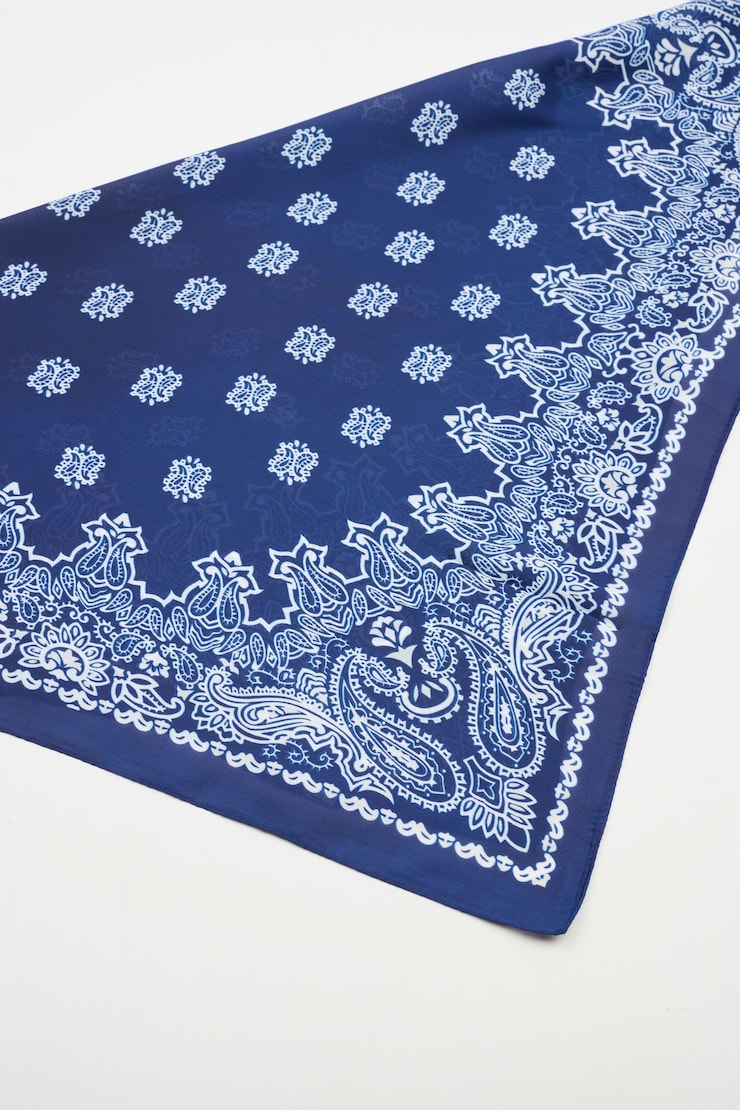 Serafina Scarf, Navy Bandana Print, large