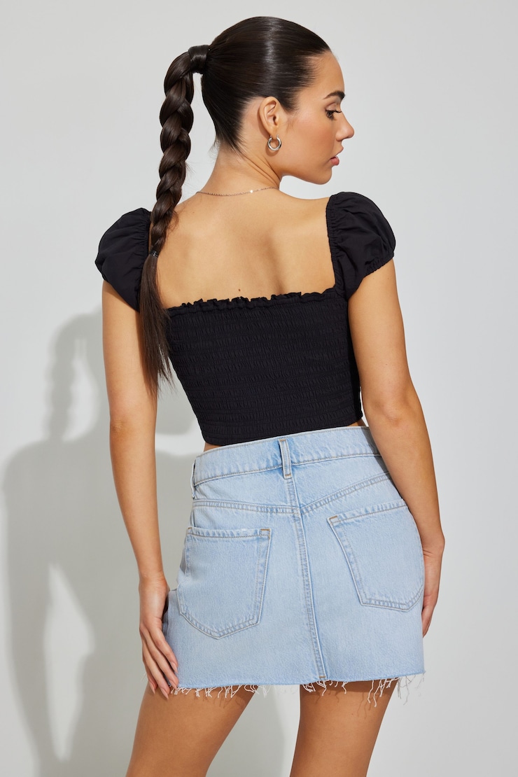 High Rise Denim Skirt, Jojo Blue, large