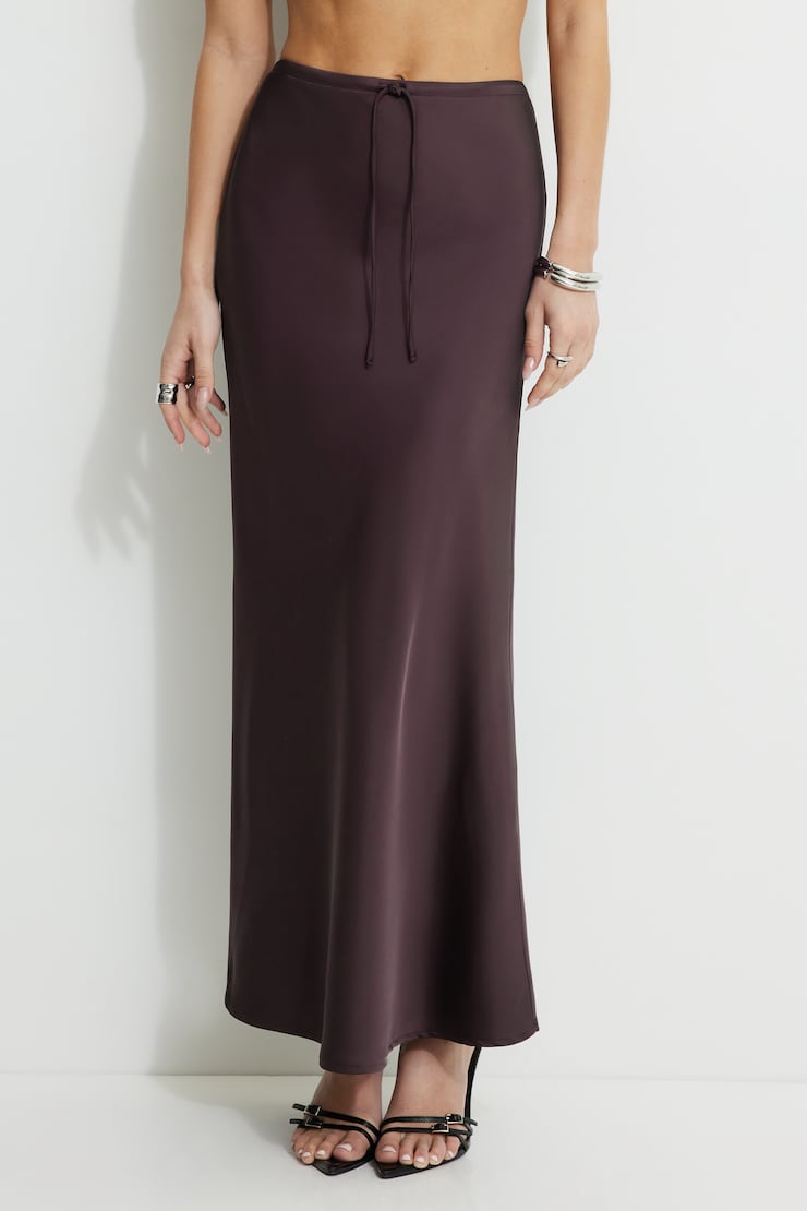 Cary Satin Slip Maxi Skirt Black Cherry large