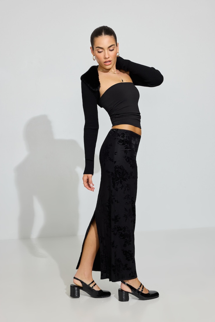 Faux Fur Shrug, Jet Black, large