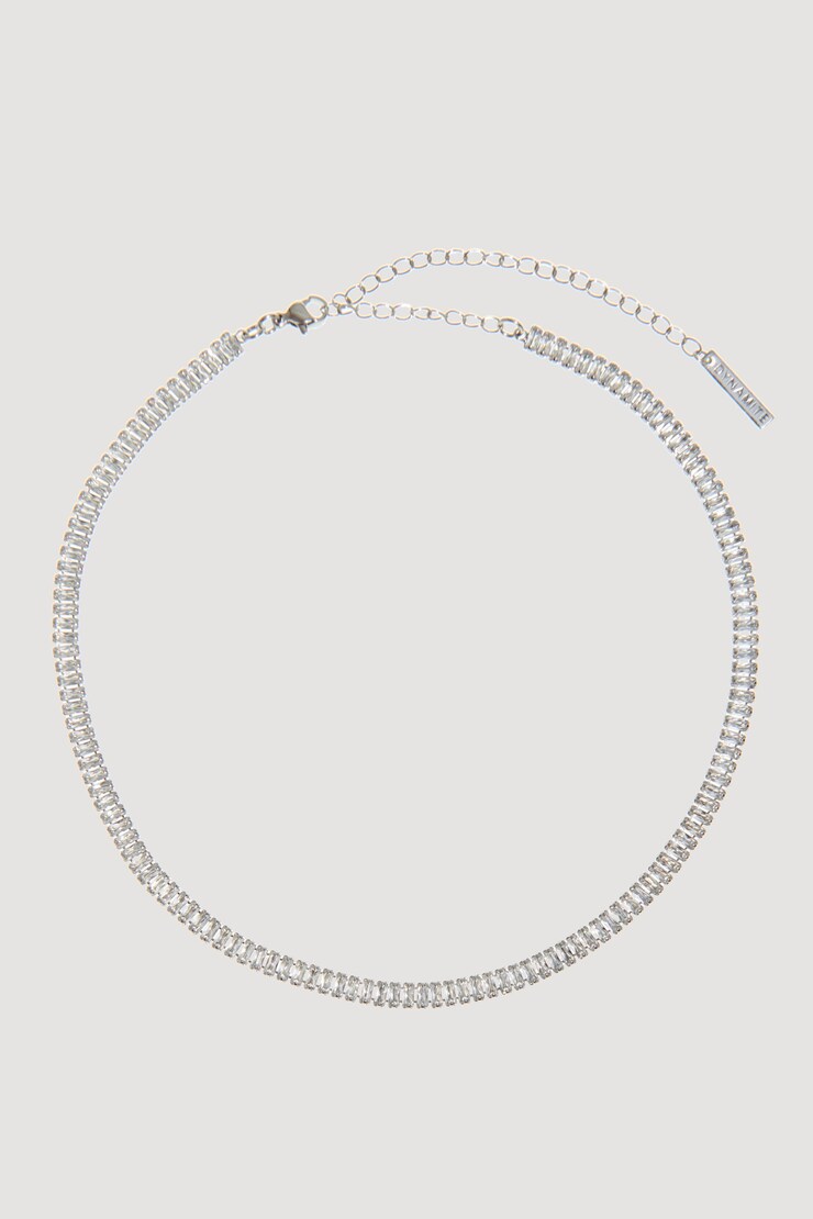Baguette Choker Necklace Silver large