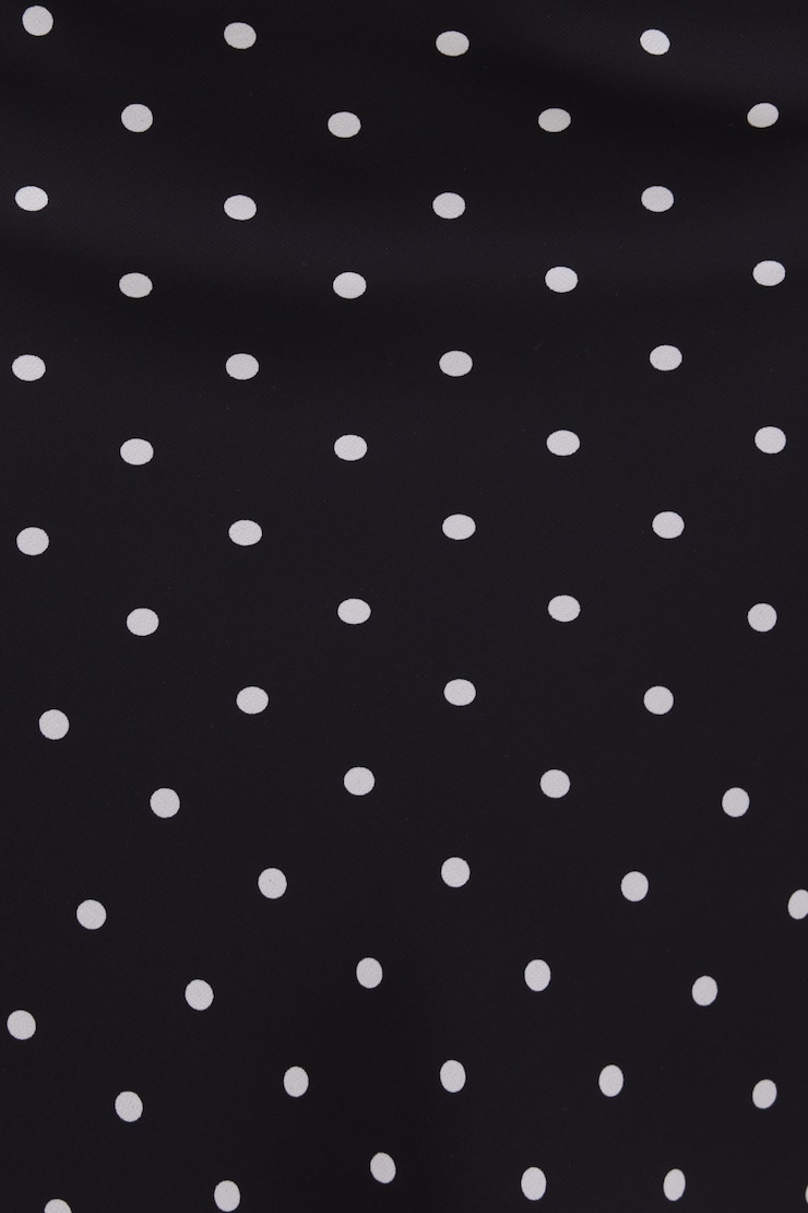 Jupe midi en georgette Esther Noir avec points blancs large