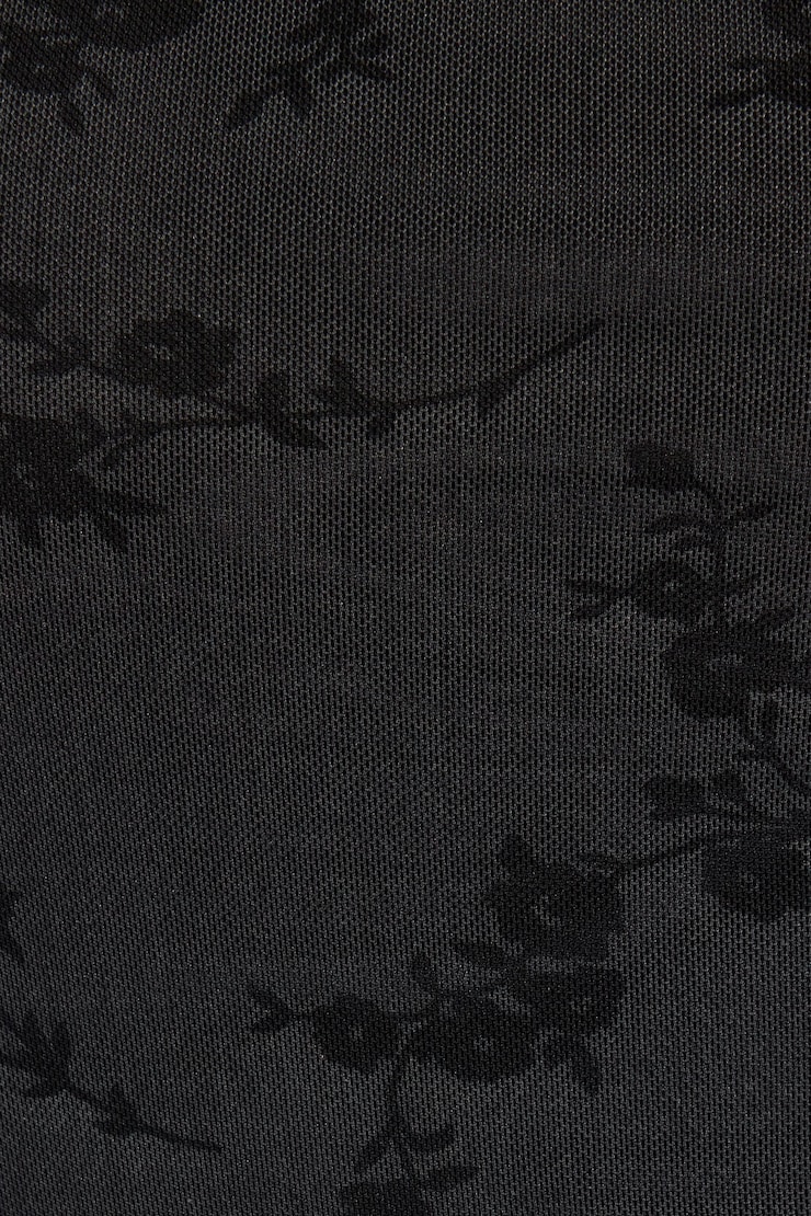 Shirred Asymmetric Tube Top, Forged Iron Grey/Black Floral, large