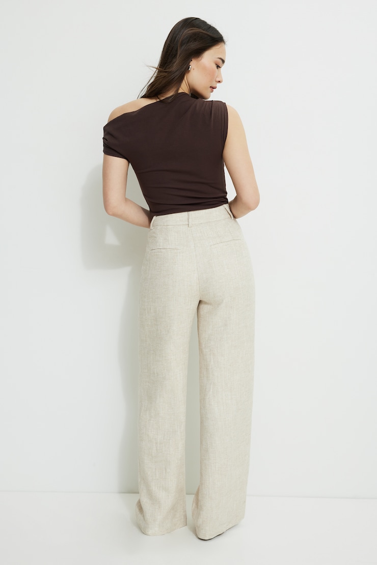 Yasmin Linen Straight Leg Pants Beige large