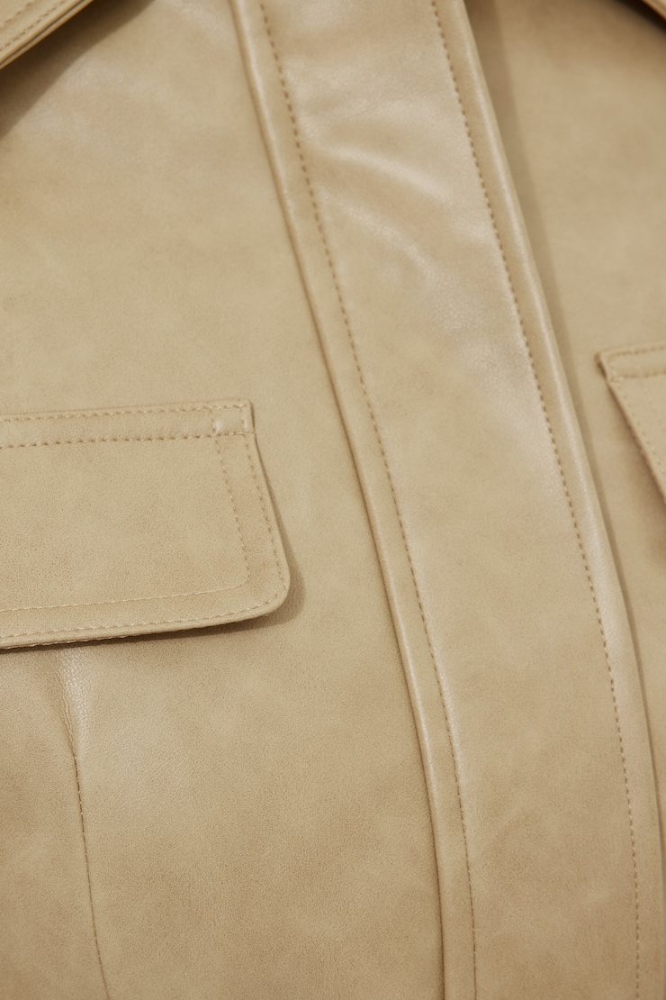 Belted Faux Leather Jacket French Toast large