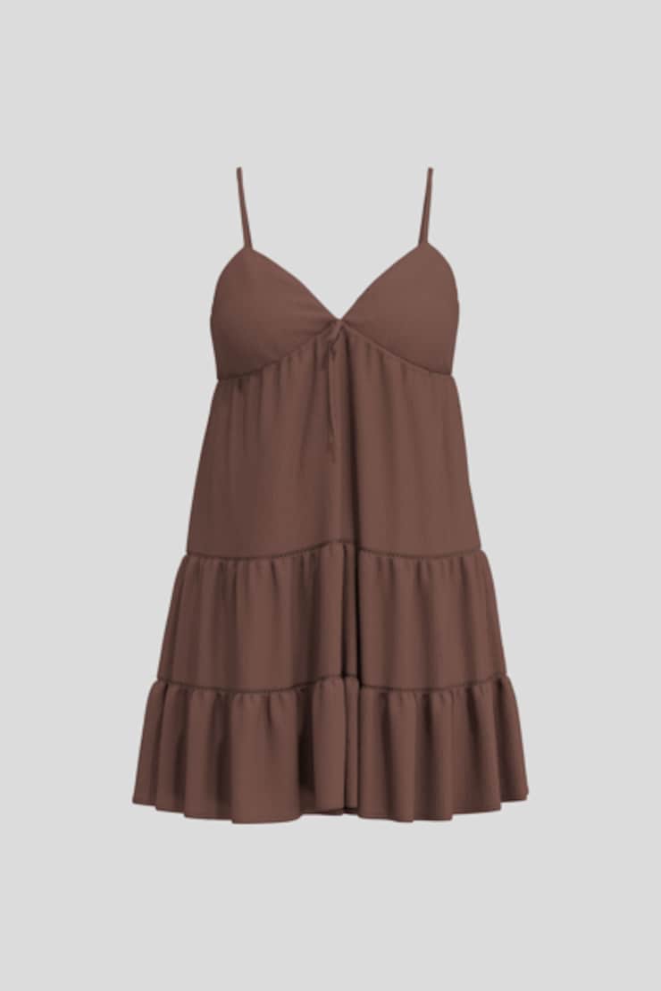 Cara Crochet Trim Tiered Dress, Shopping Bag Brown, large