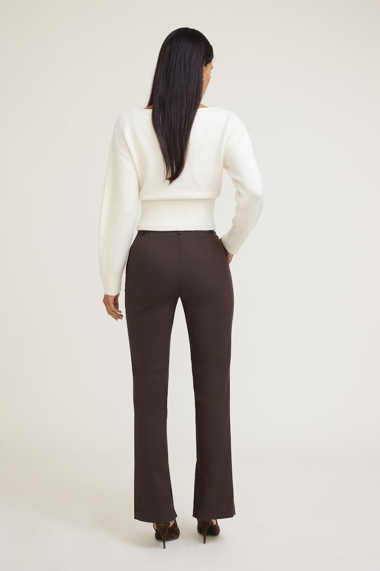 High Rise Slim Leg Pants Java Brown large