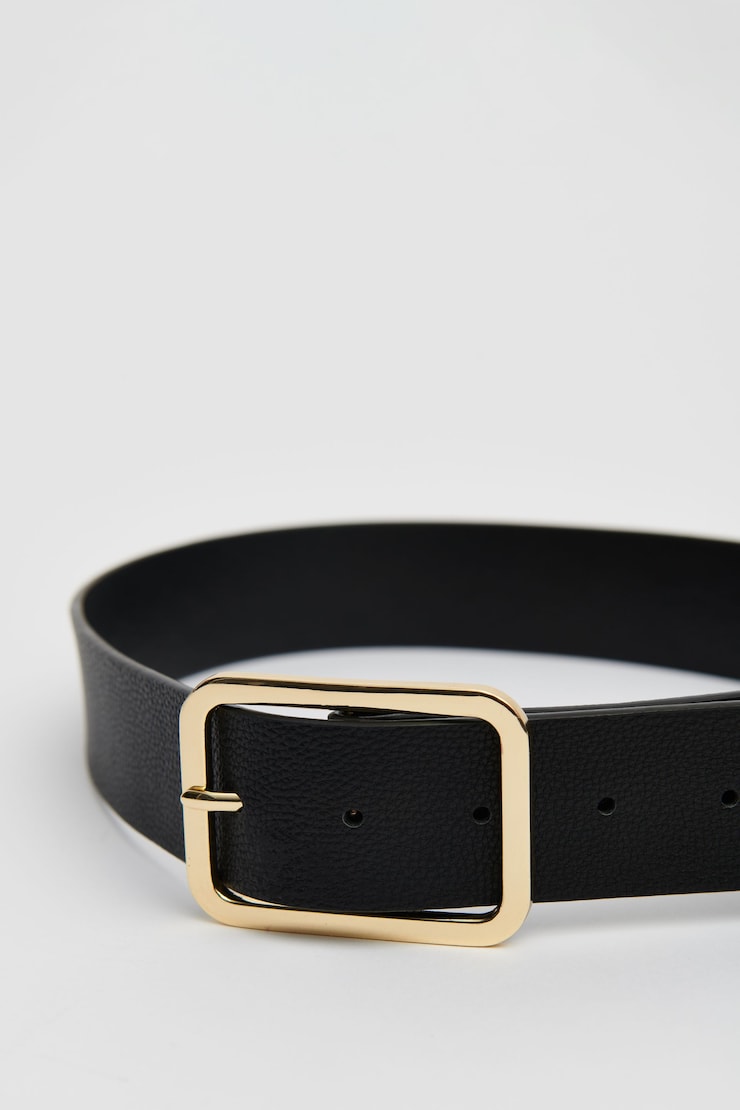 Rounded Square Buckle Belt Jet Black large