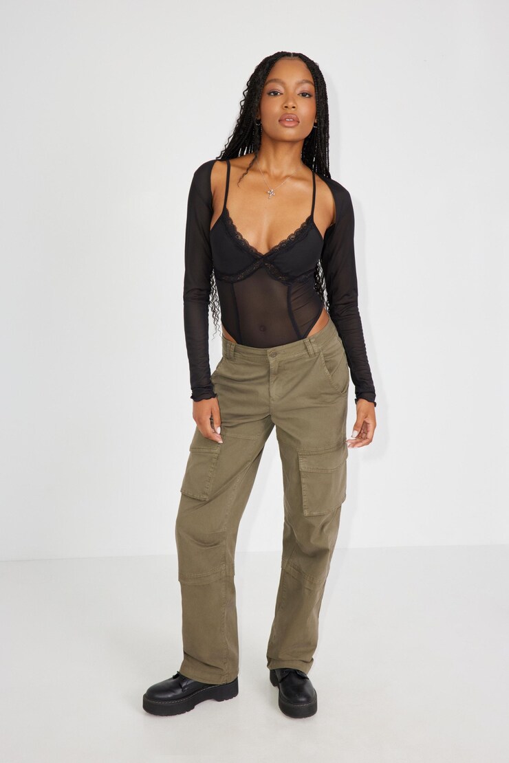 Lace Bodysuit With Shrug, Jet Black, large