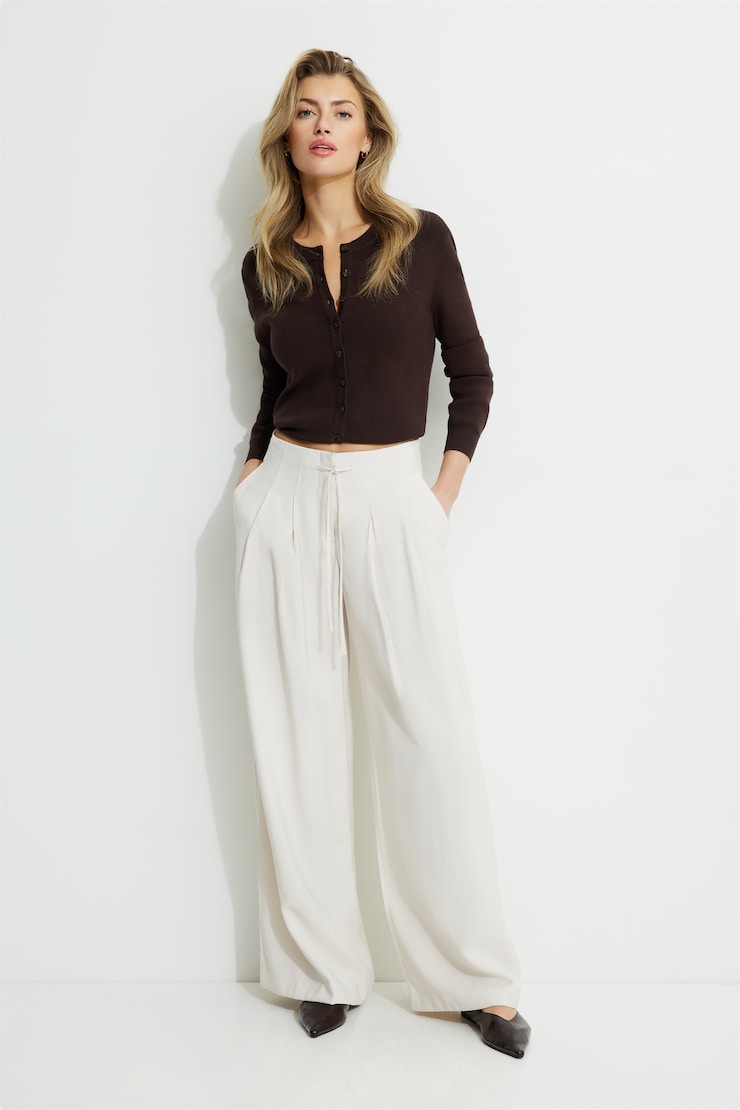 Wide Leg Drawstring Pants Polished Pearl large