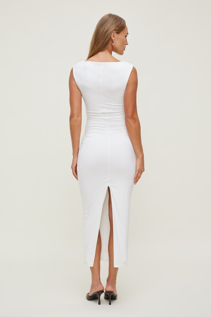 Brie Sculpt Midi Dress Snow White large