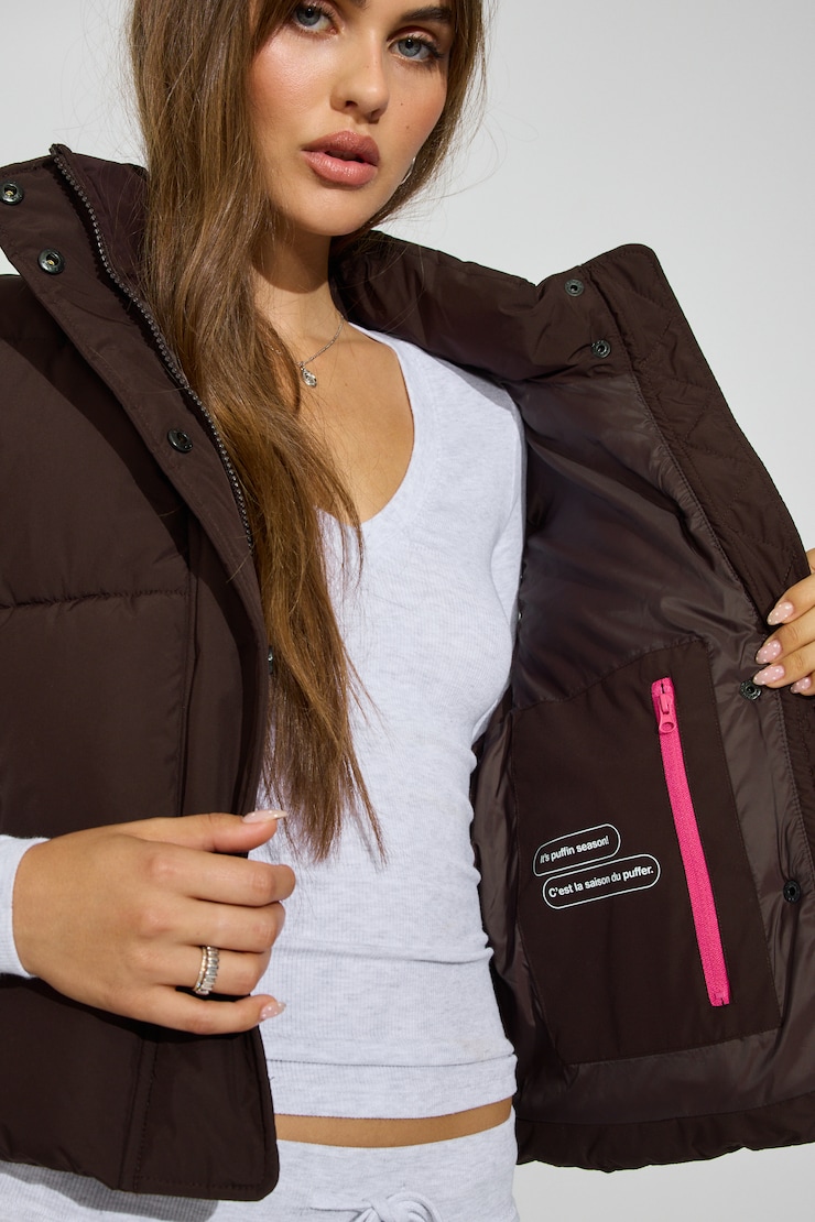 Perfect Puff Vest, Chocolate Mousse Brown, large