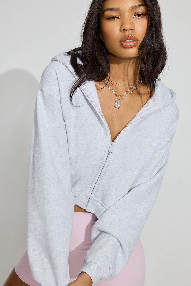 UltraFleece Boxy Full Zip Hoodie , Spring Grey Mix, large