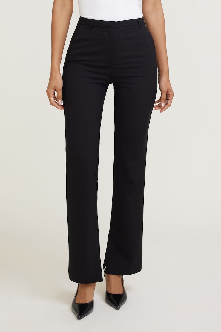High Rise Slim Leg Pants Jet Black large