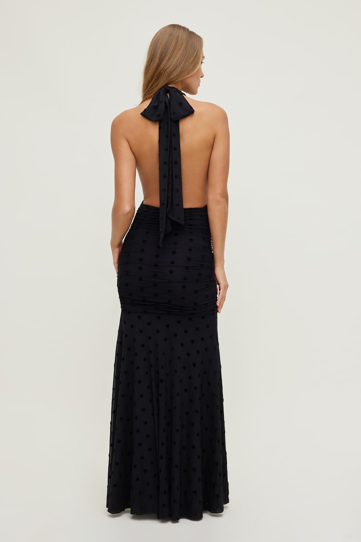 Polka Dot Mesh Maxi Dress Jet Black large