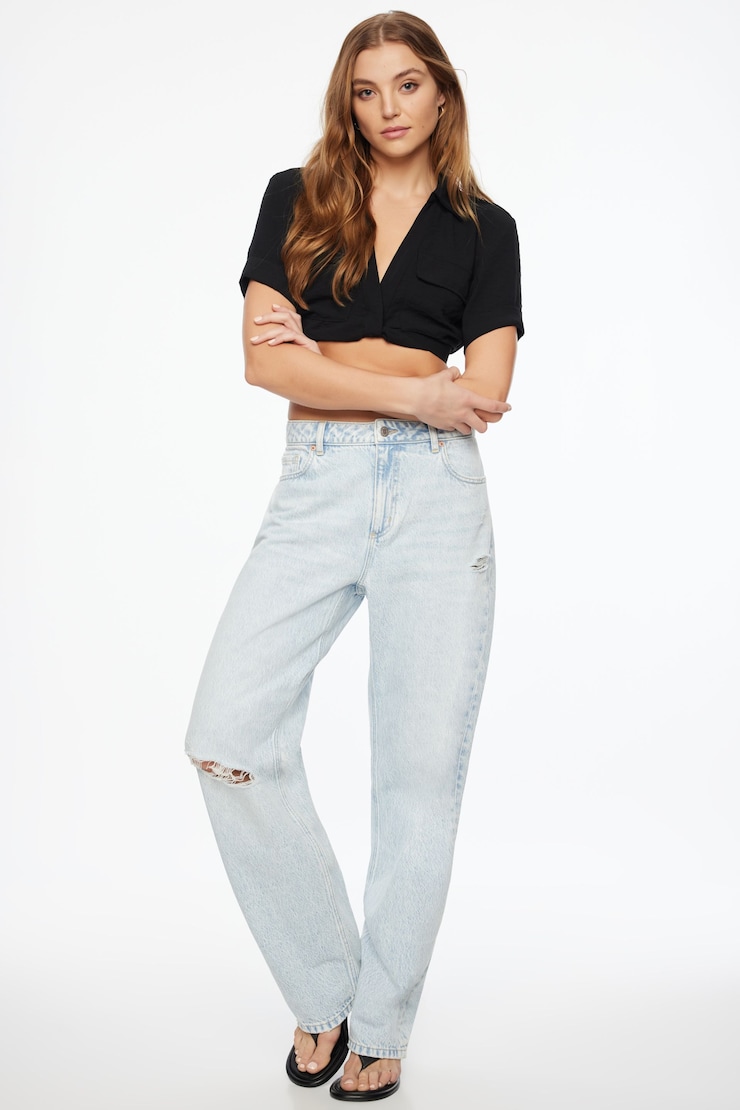 Twist Front Cropped Top  Jet Black  large