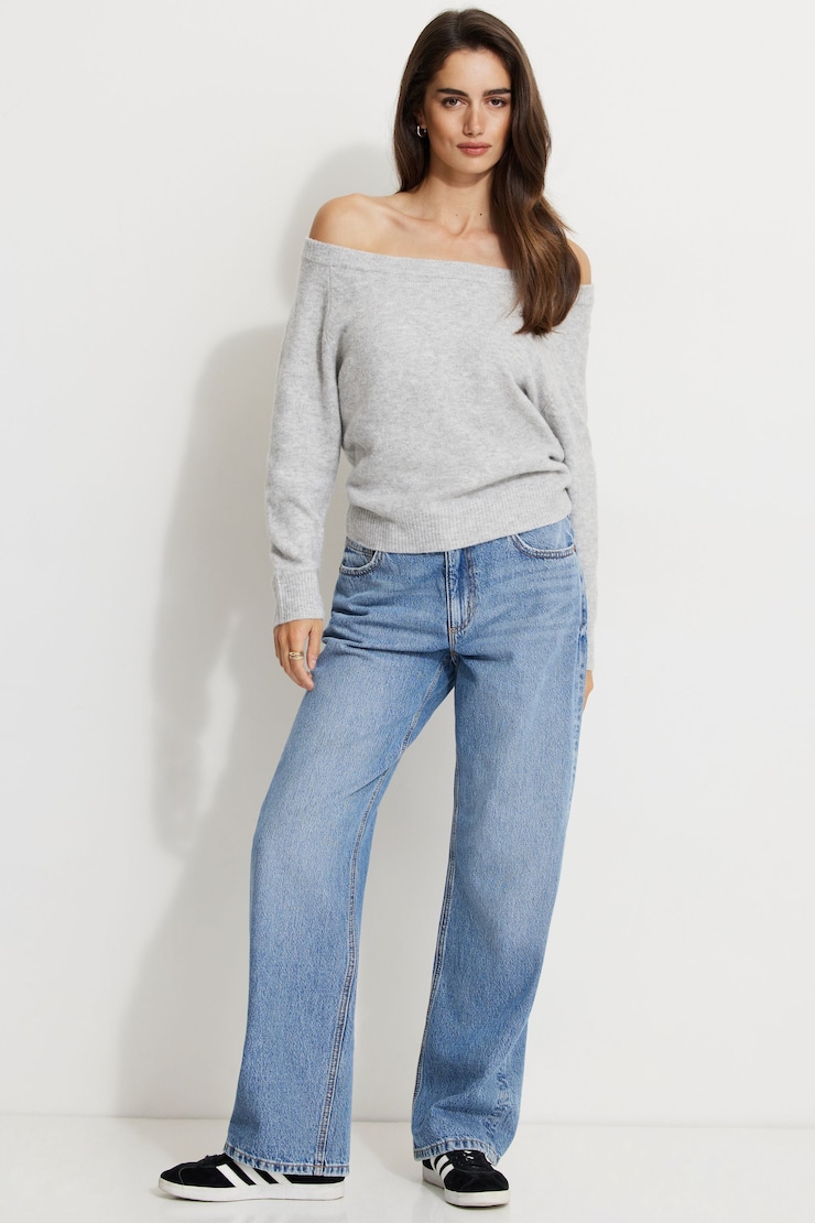 Heavenlyarn™ Off Shoulder Sweater Winter Mist Mix large