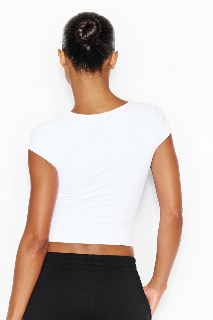 Sleek Plunge T-Shirt, Bright White, large