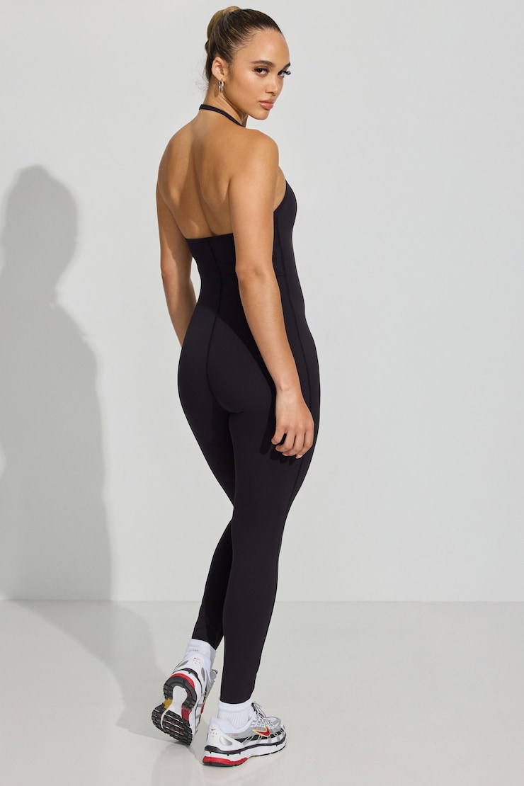 Halter Neck Jumpsuit, Jet Black, large