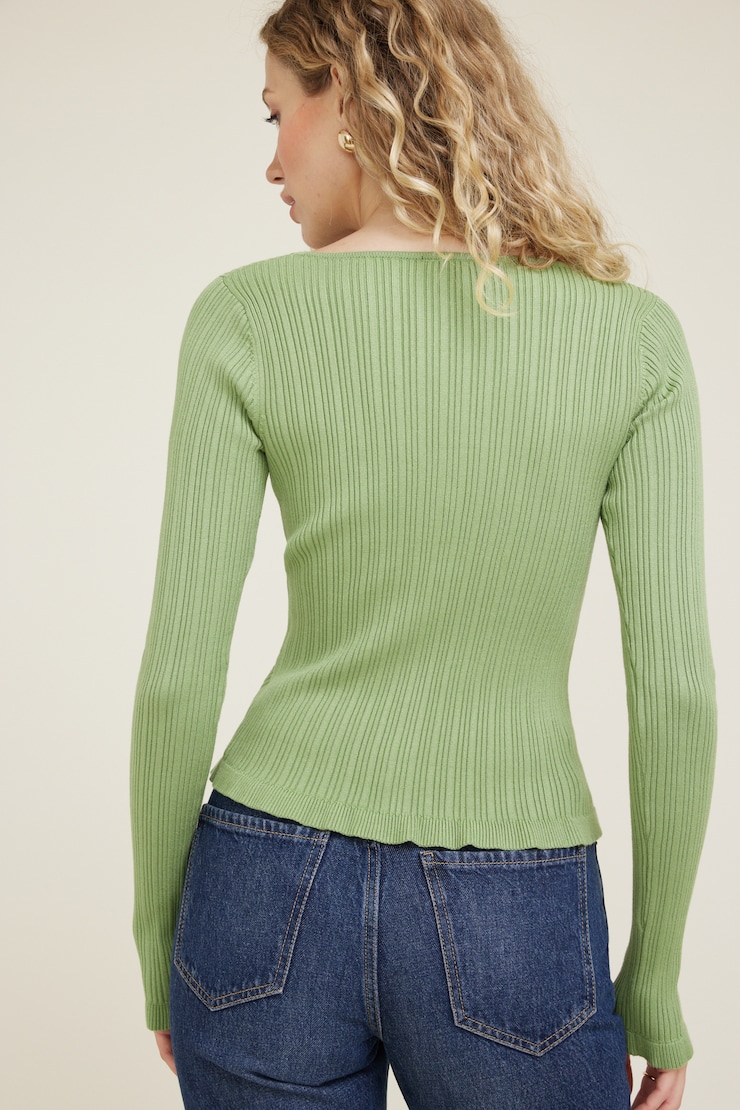 Sally Ribbed Frill Cardigan