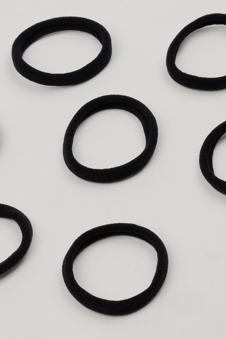 Pack of 18 Seamless Hair Elastics, Jet Black, large