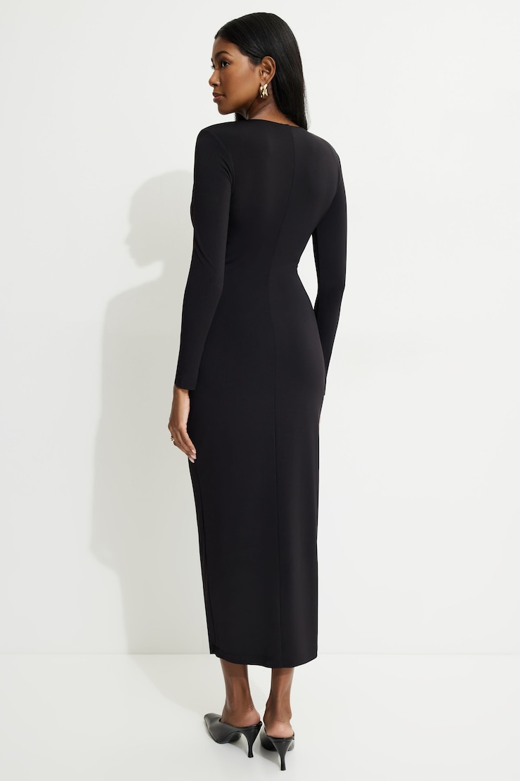 Deep V Maxi Dress Jet Black large