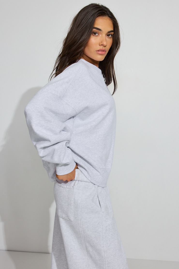SoftTerry Bubble Crewneck Sweatshirt, Spring Grey Mix, large