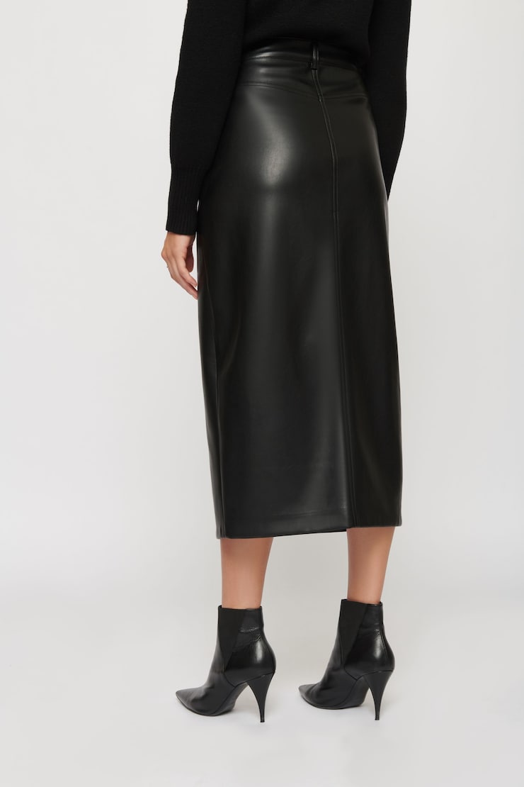 Aura Faux Leather Midi Skirt Jet Black large