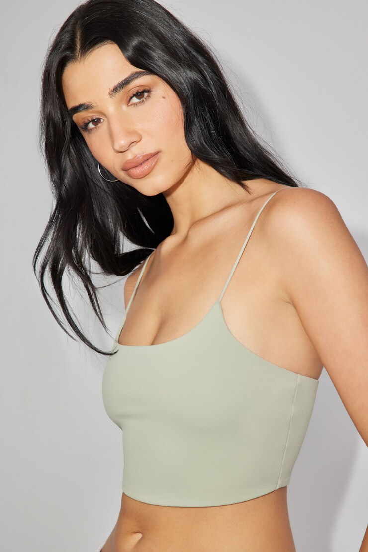 Eva Cropped Cami Top, Seagrass Green, large