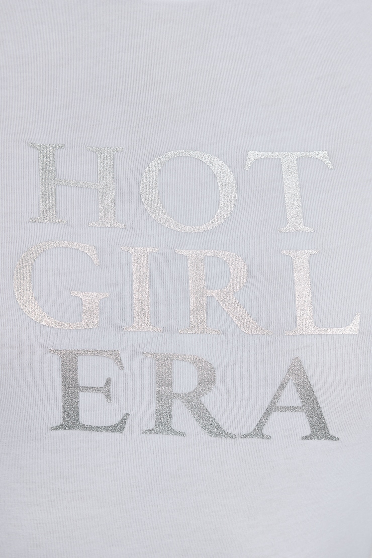 Estelle Longline Tee - Test July 14, Bright White with "Hot Girl Era" Art, large