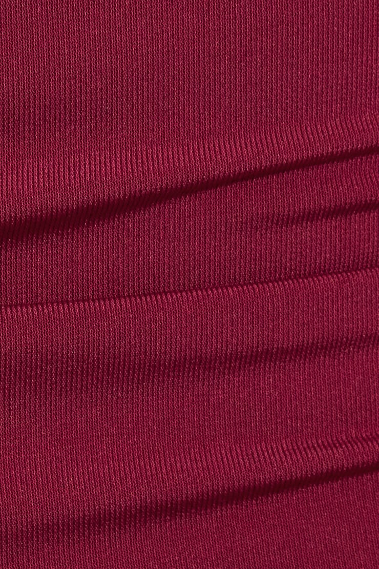 Shirred Low Back Halter Top, Sour Cherry Burgundy, large