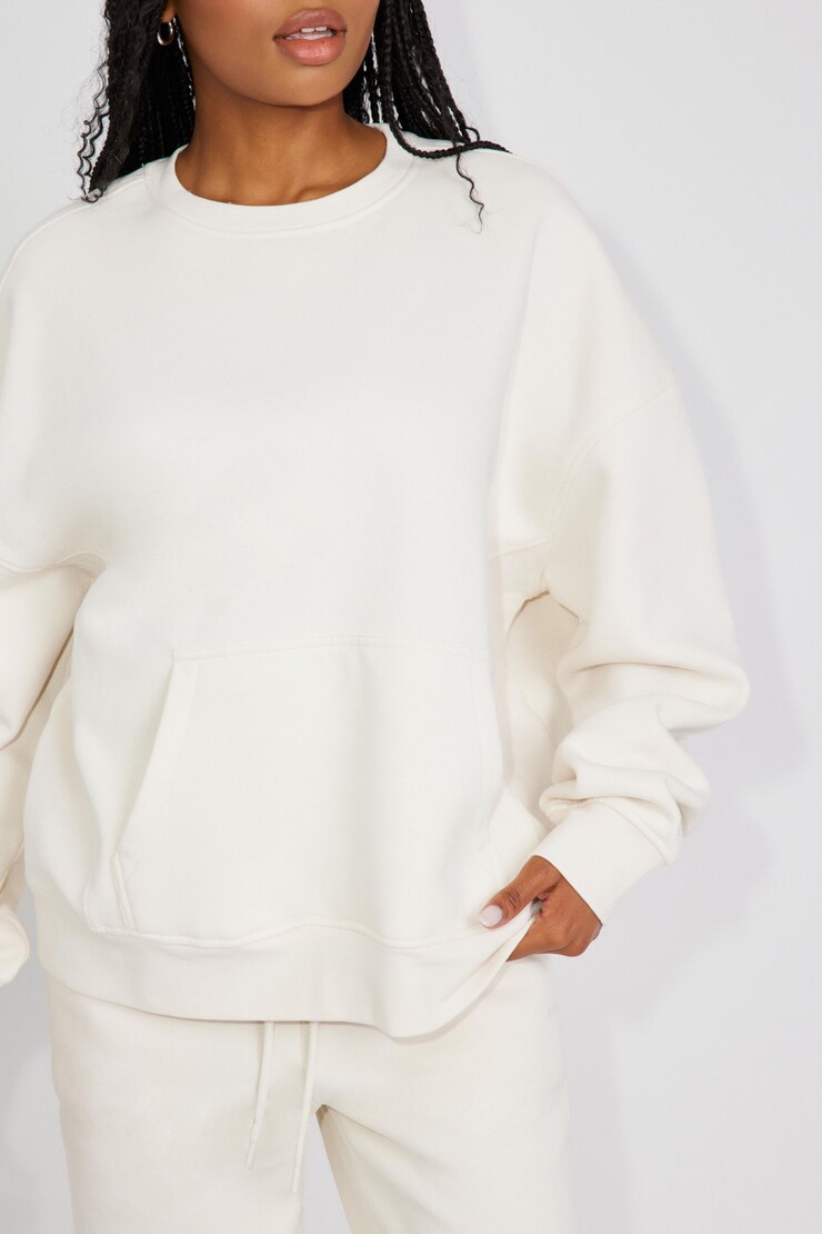 Elevated Crewneck Pocket Sweatshirt, Tofu Off-White, large