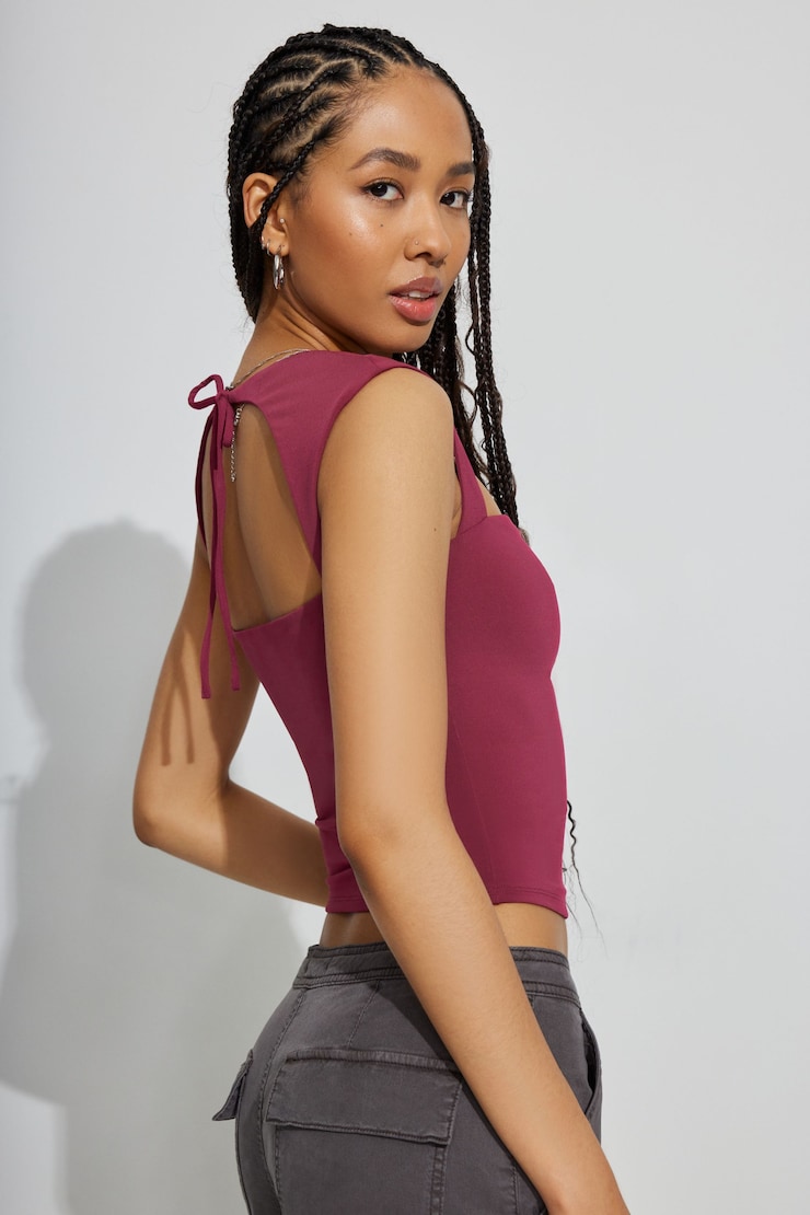 Talina Square Neck Top Burgundy | Garage