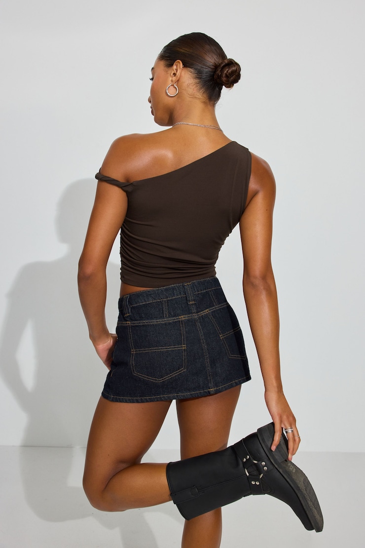 Denim Micro Skort, Elana Blue, large