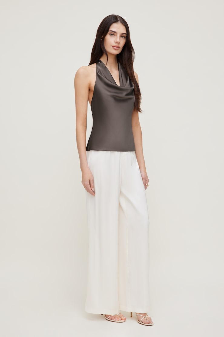 Pantalon en satin à jambe large Leo