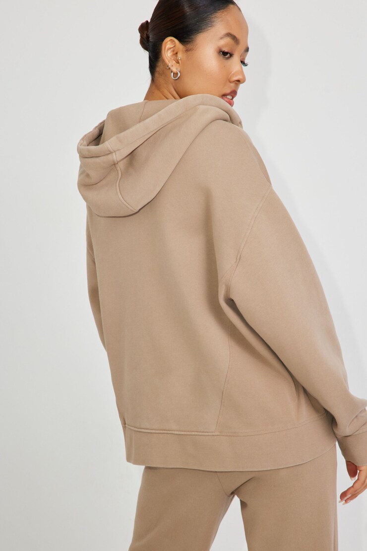 Elevated Bubble Zip Up Hoodie, Taupe Grey, large
