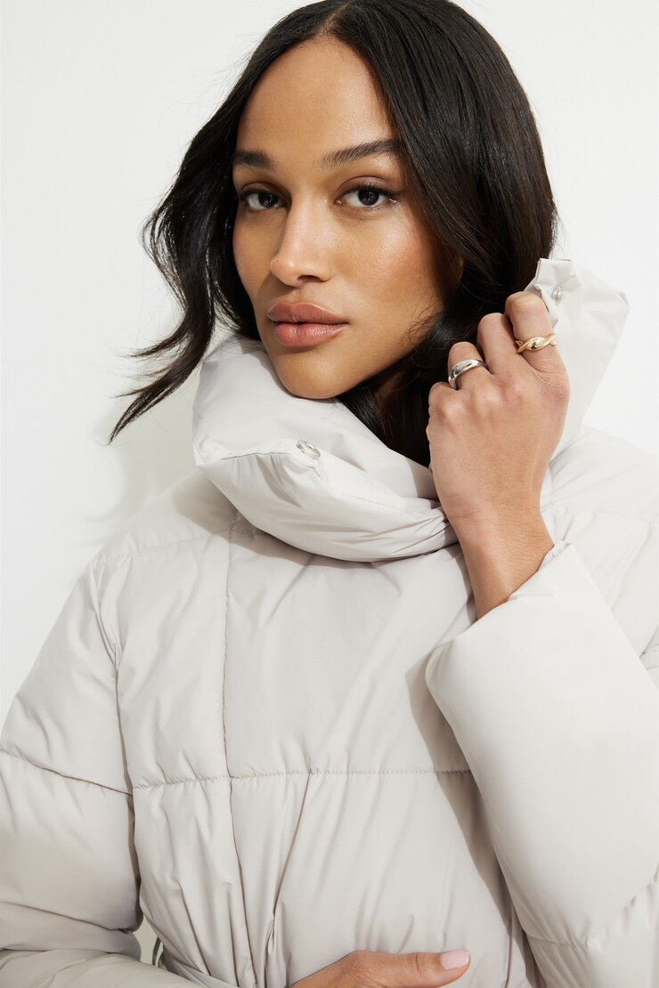 Belted Maxi Puffer Coat Soft Ivory large