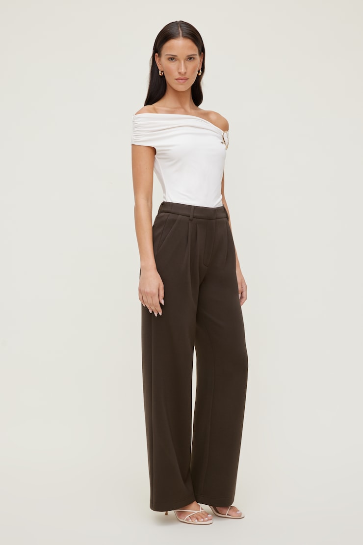 Alex Anywear Wide Leg Pants Brown | Dynamite