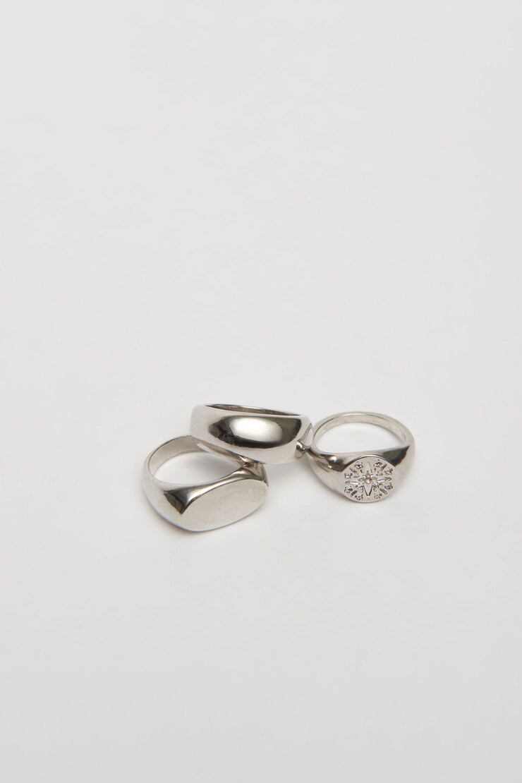 3-Pack Oval Signet Rings Silver large
