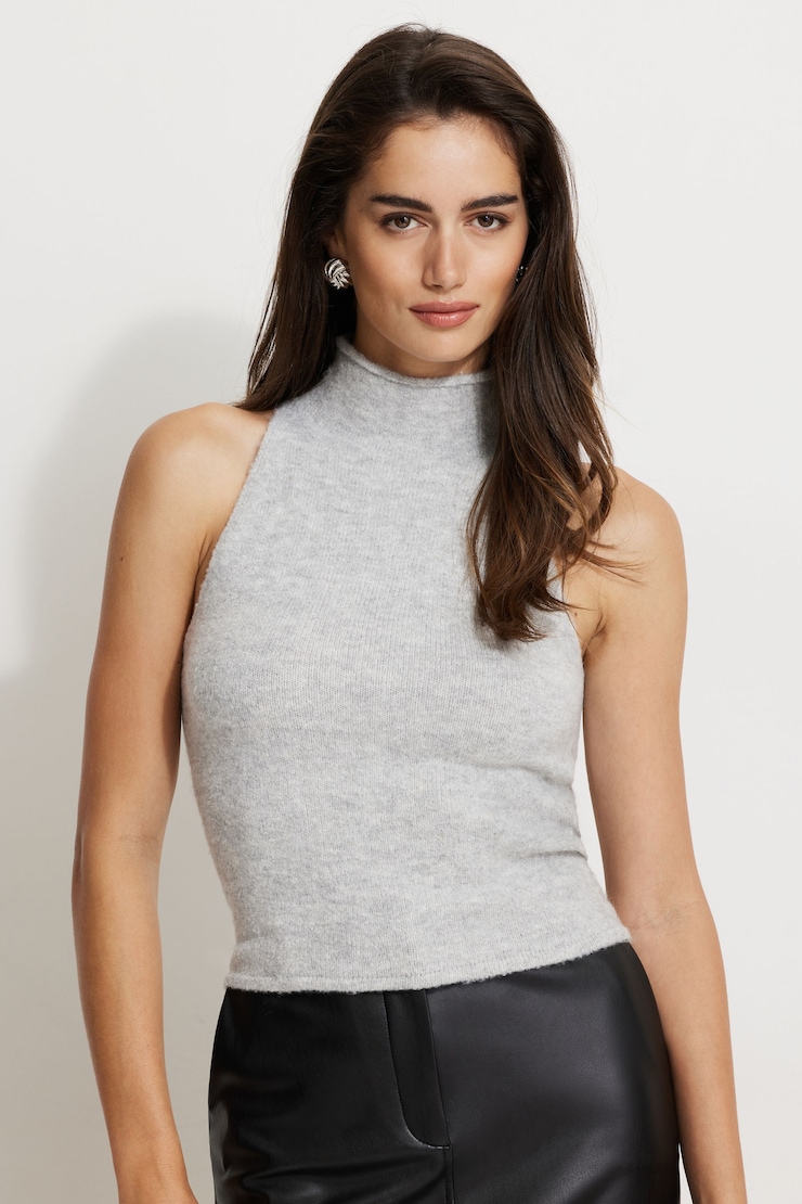 Heavenlyarn™ Mock Neck Tank Top Winter Mist Mix large