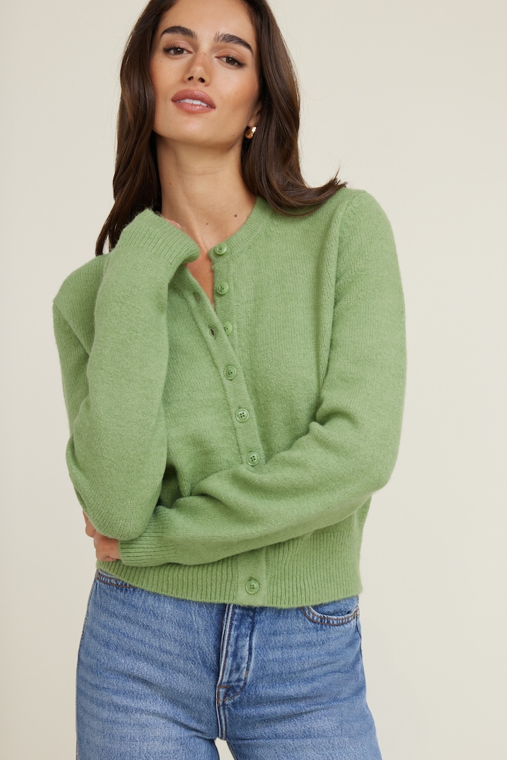 Rebecca Crewneck Cardigan Green Eyes large