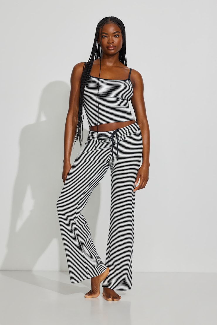 Waffle Scoop Neck Cami Top, Mariana Blue/Snow White Stripes, large